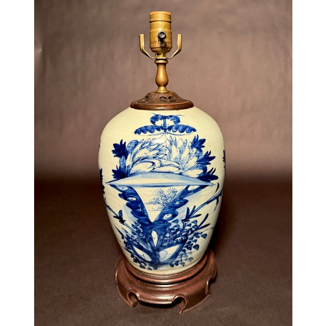 Celadon 19th Century Chinese Celadon, Blue and White Porcelain Lamp For Sale - Image 8 of 8