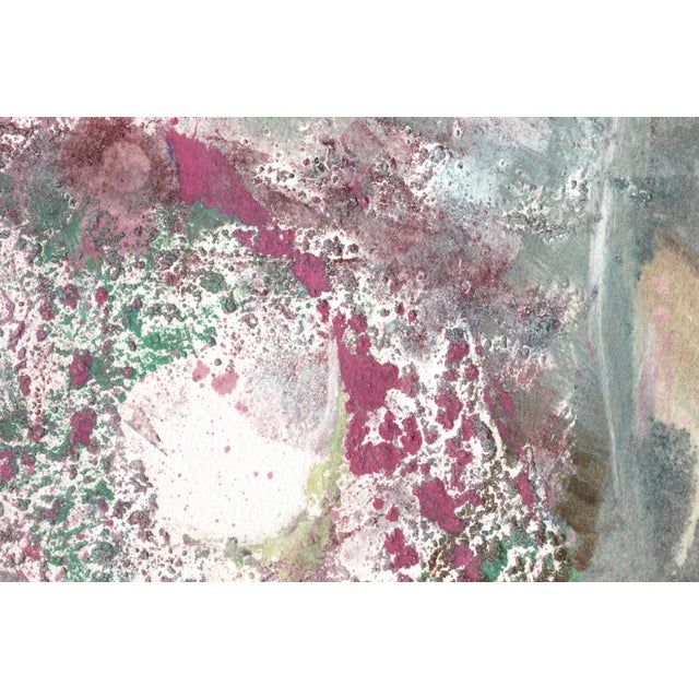 1990s Magenta and Teal Abstracted Figurative Textured Monoprint by David Stephens For Sale - Image 4 of 9