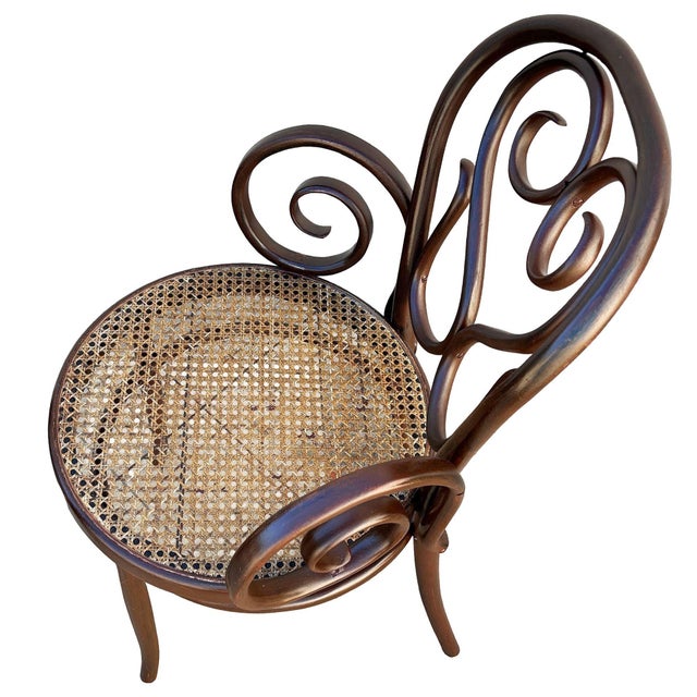 Brown Large Victorian No.4 Bent Oak Cafe Daum Style Bentwood Armchair by Thonet, Pair For Sale - Image 8 of 9