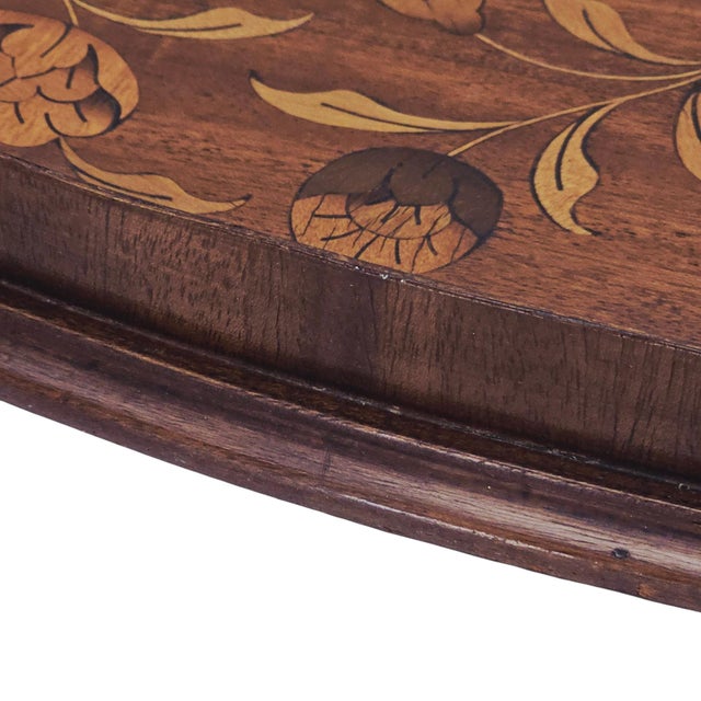 Monumental English Butler's Gallery Tray Edwardian Ornate Inlay Mahogany 27" For Sale - Image 10 of 14