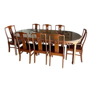 Exquisite Vintage Asian Hardwood Dining Set For Sale
