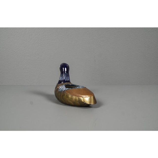 Egyptian Duck With Ceramic, Brass and Enamel Bowl, 1970s For Sale - Image 3 of 12