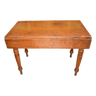 Antique English Rustic Pine Work / Dining Table W/ 2 Lateral Drawers & Drop Leaf Sides For Sale