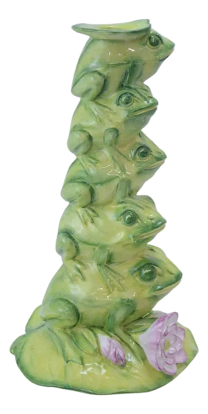 Vietri Italian Ceramic Frogs 12" Candlestick