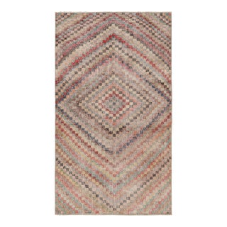 Vintage Zeki Müren Rug in Polychrome Geometric Pattern, From Rug & Kilim For Sale