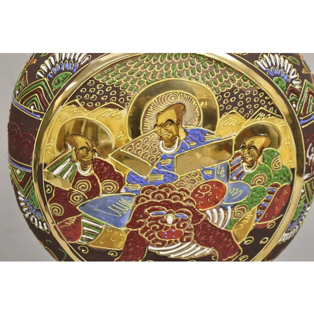 Vintage Oriental Japanese Figural Samurai Brown Ceramic Jug Form Table Lamp For Sale In Philadelphia - Image 6 of 11