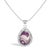 Crafted from gleaming sterling silver, this pendant necklace features a teardrop chevron amethyst, its natural origins...
