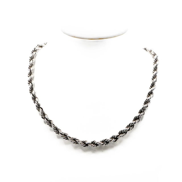 Vintage Heavy 975 Sterling Silver Twisted Rope Chain Necklace Size 18.5 Inches. This necklace is 7 3/4 Inch thick and...