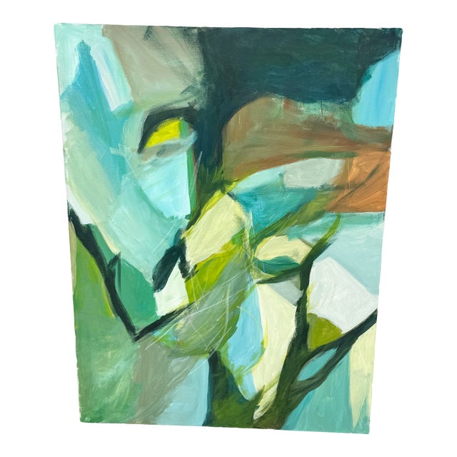 Large Abstract Painting in Blues and Greens For Sale