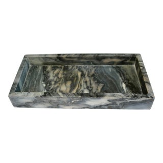 Volterra Gray Alabaster Hand Carved Tray Made in Italy For Sale