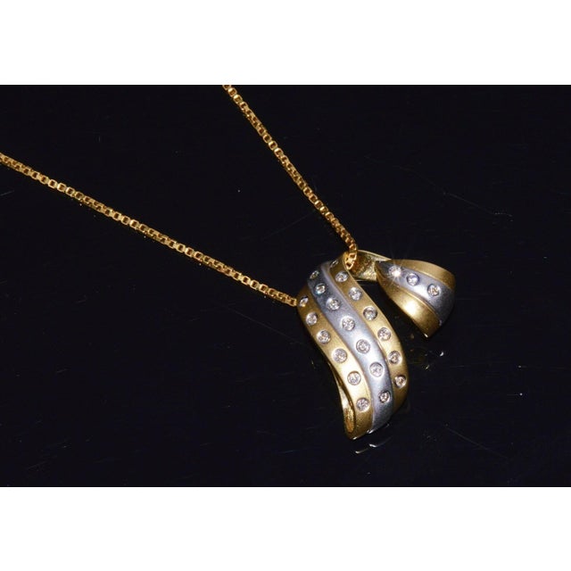 Mid-Century Modern Vintage Natural 0.23cts Diamond 14k Solid Gold Slide Pendant For Sale - Image 3 of 10