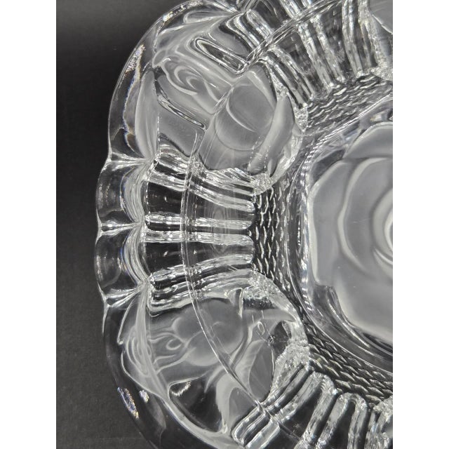 Vintage Clear Glass Rose Etched Vanity Trinket Dish- Scalloped Edges For Sale - Image 14 of 18