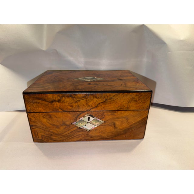 19th Century 19th Century English Sewing or Jewelry Box With Mother of Pearl Inlay For Sale - Image 5 of 11