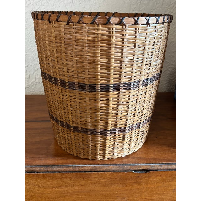 Large Late 20th Century Woven Wicker Basket For Sale - Image 4 of 6