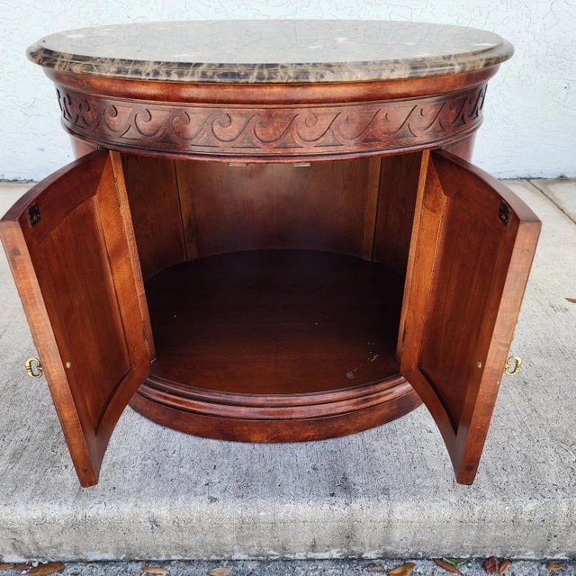Henredon Henredon Style Marble Drum Table For Sale - Image 4 of 11