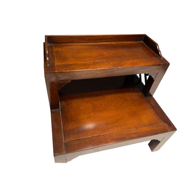 1980s Drexel Heritage Mahogany Chippendale Bed/Library Ladder Stair