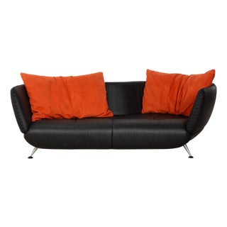 DS-102 Three-Seater Black Sofa in Leather from de Sede For Sale