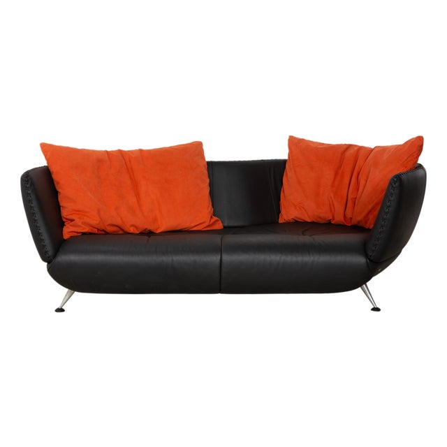 DS-102 Three-Seater Black Sofa in Leather from de Sede For Sale