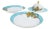 Exquisite Three-Piece Bone China Serving Set With Covered Dome Turquoise Border & Peony Motif For Sale