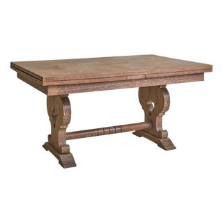 French Cerused Oak Extendable Dining Table, 1940s For Sale