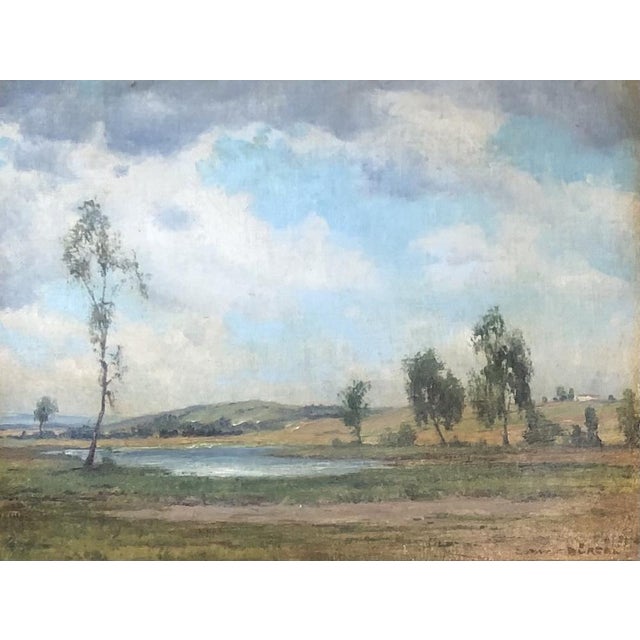 Ludwig Bürgel, Paysage de campagne et étang, Oil on Wood, Framed For Sale - Image 9 of 9