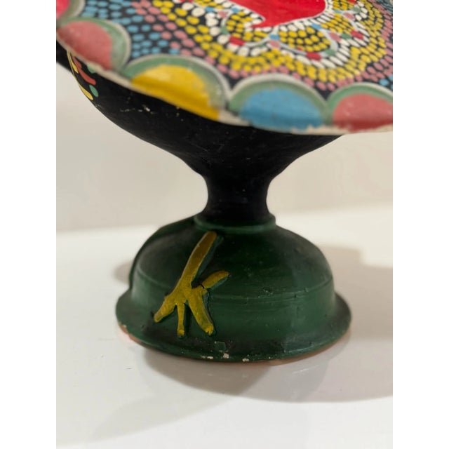 Early 20th Century Vintage Portuguese Hand-Painted Ceramic Rooster of Barcelos Folk Art Sculpture – 14.5” Tall For Sale - Image 5 of 11