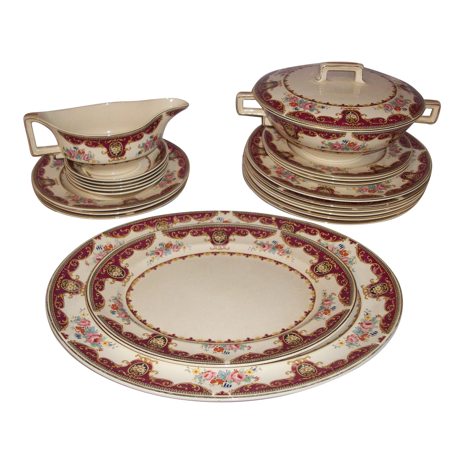 1900s Antique Johnson Bros. China Victorian Lindsey Dinnerware Set 23 Pieces Chairish