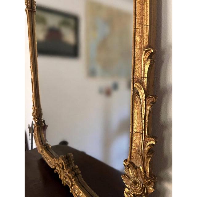 1900 - 1909 Antique French Rococo Giltwood Mirror For Sale - Image 5 of 11