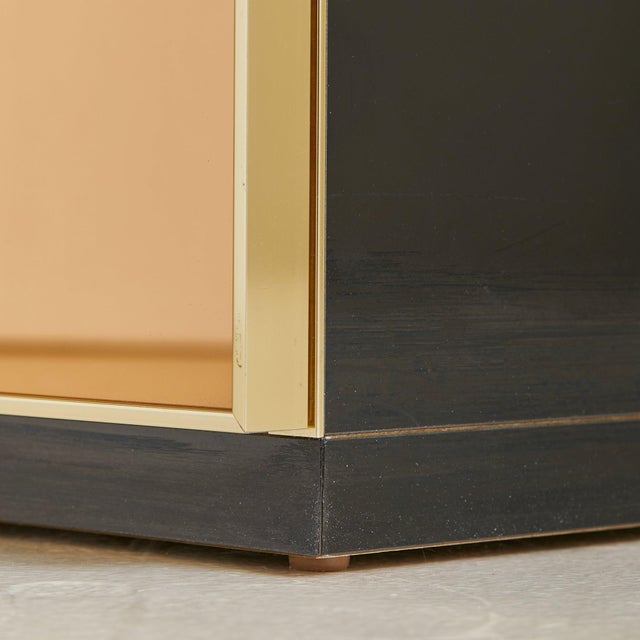 Italian Bronze Mirror + Smoked Glass Nightstand, 1970s - 2 Available For Sale - Image 11 of 11