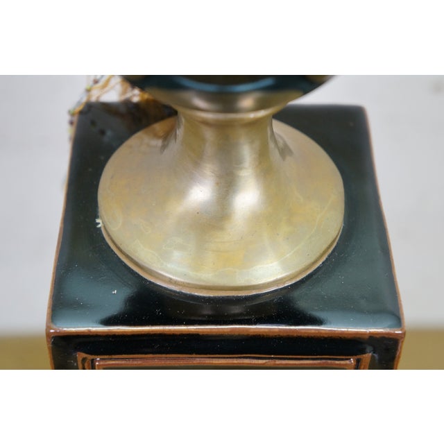 Mid 20th Century French Maison Le Dauphin Porcelain & Brass Monolith Table Lamp 35" For Sale - Image 10 of 14