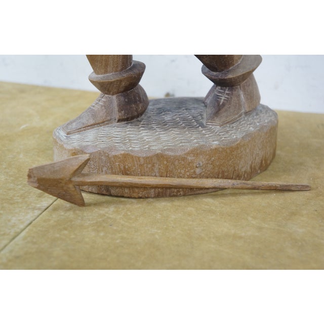 Mid 20th Century Ecuadorian Folk Art Carved Mahogany Inca Warrior Sculpture Statue 19" For Sale - Image 12 of 16