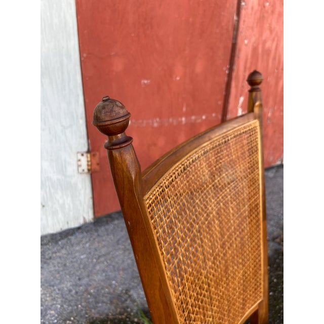 Mid-Century Modern Vintage Mid Century Drexel Style Black Leather & Cane Side Chair For Sale - Image 3 of 12
