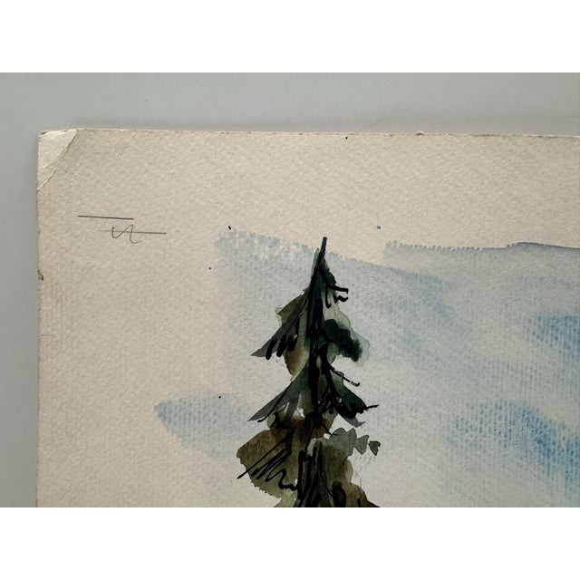 Henry Emil Salloch Original Watercolor on Paper Serene Coastal Seascape, Mt Desert. 1952. For Sale - Image 4 of 7