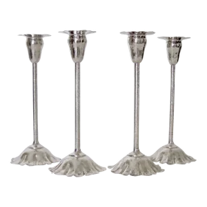 Four Marie Zimmermann Arts & Crafts Silvered Candle Holders, Circa 1915
