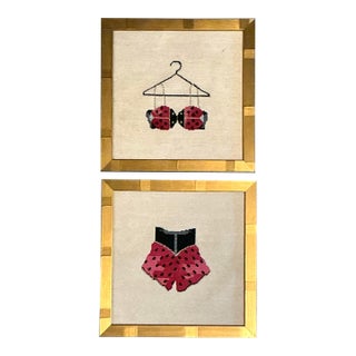 Vintage Original Needlepoint Swimsuit - Set of 2 For Sale