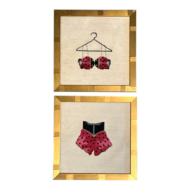 Vintage Original Needlepoint Swimsuit - Set of 2 For Sale