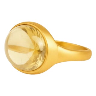 Ring With Citrine Cabochon, Size 8 For Sale