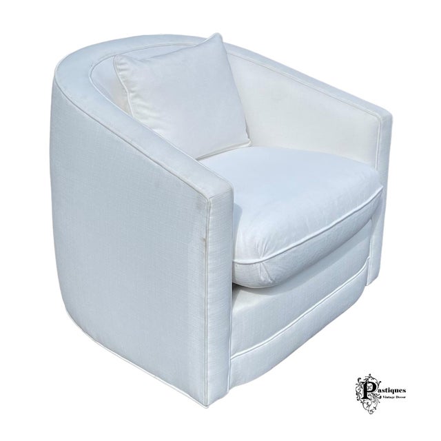 Contemporary Bernhardt Transitional Style Ivory Upholstered Swivel