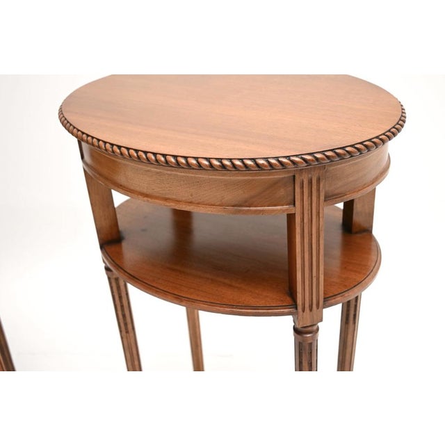 Wood Antique Edwardian Walnut Side Tables, 1900, Set of 2 For Sale - Image 7 of 10