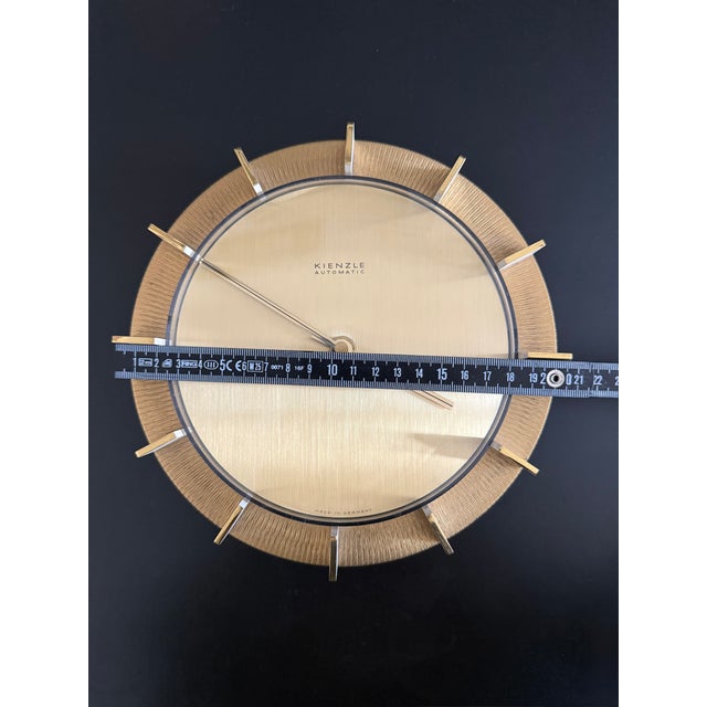 Hollywood Regency Minimalist Brass Wall Clock from Kienzle, Germany, 1960s For Sale - Image 9 of 10
