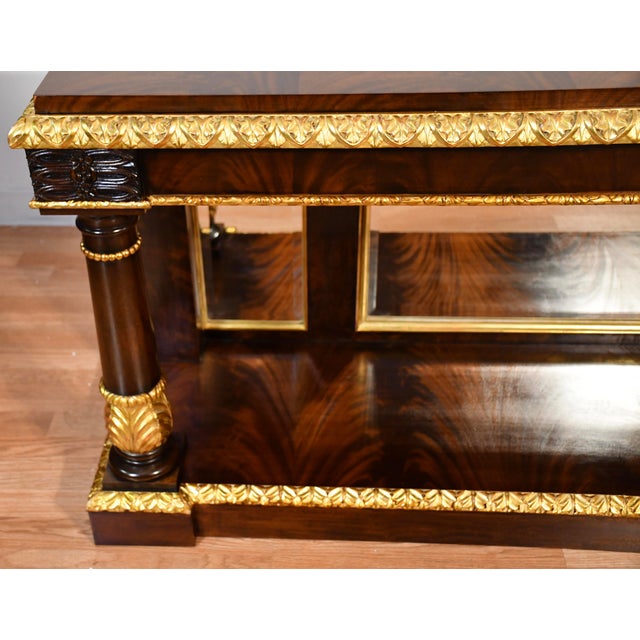1930s French Empire Crotch Mahogany & Mirror Back Console Table For Sale - Image 4 of 18