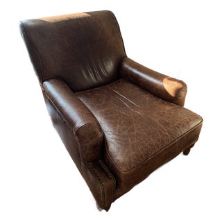 Vintage Genuine Leather Oversized Lounge Chair – Cognac Brown For Sale