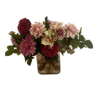 Diane James Jewel Box Fall Dahlias in Art Deco Vase For Sale