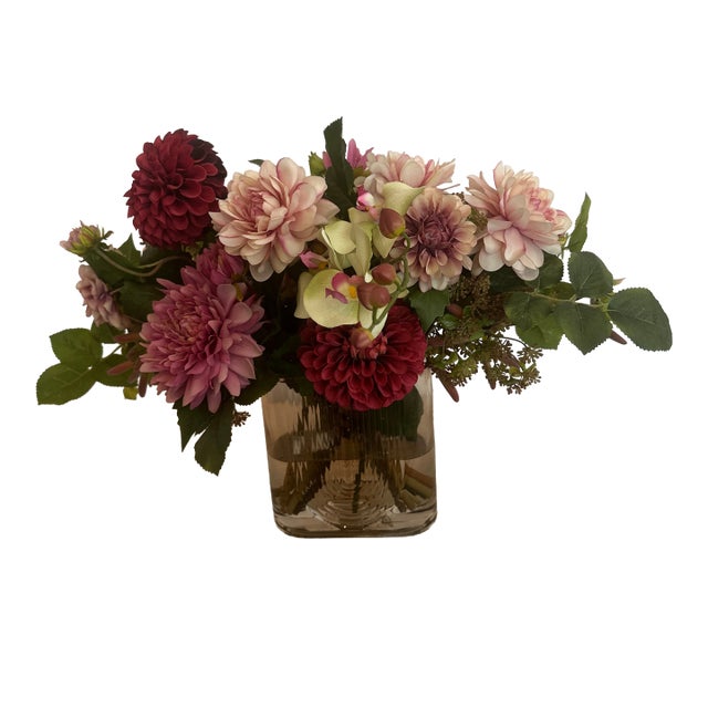 Diane James Jewel Box Fall Dahlias in Art Deco Vase For Sale