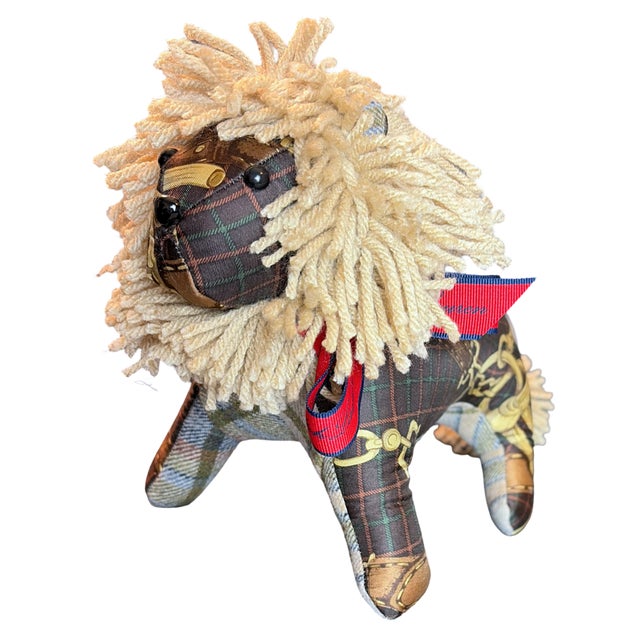 American Ralph Lauren Tartan Vintage Silk Scarf Courageous Lion For Sale - Image 3 of 4