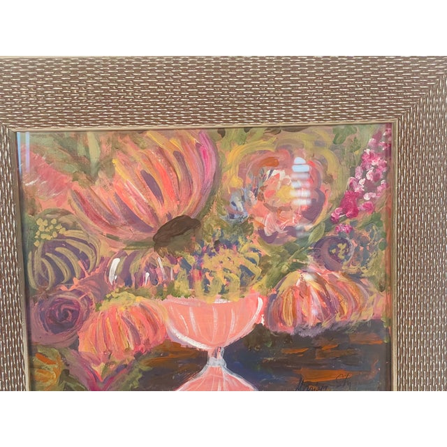 1970s 1950s Abstract Still Life Bouquet Art Painting Artist Signed For Sale - Image 5 of 6