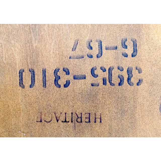 Late 20th Century Heritage Henredon Round Fruitwood Lamp Side Table on Tapered Legs MINT For Sale - Image 5 of 13