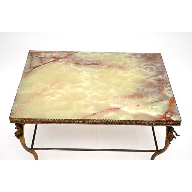 1920s Vintage French Brass and Onyx Coffee Table, 1920 For Sale - Image 5 of 11
