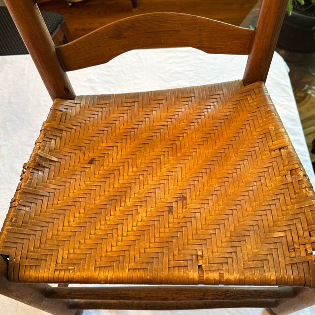 Wood Antique Ladderback Chair With Low / Woven Seat For Sale - Image 7 of 12