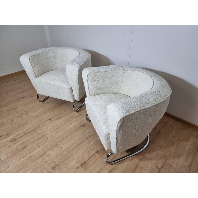 1930s Set of Chromed Armchairs by Jindrich Halabala, 1930s For Sale - Image 5 of 18